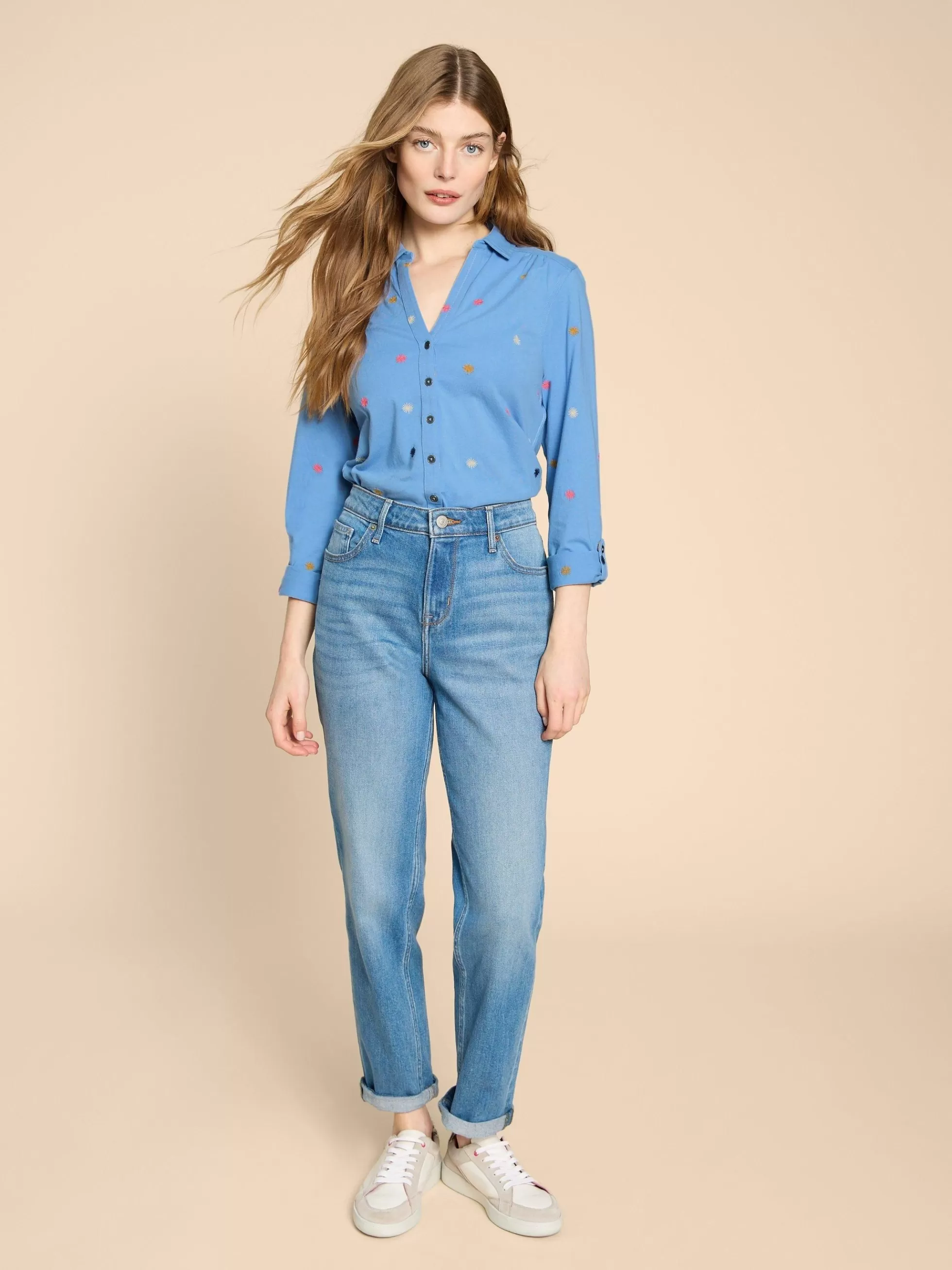 Shop Annie Jersey Embroidered Shirt Shirts And Blouses