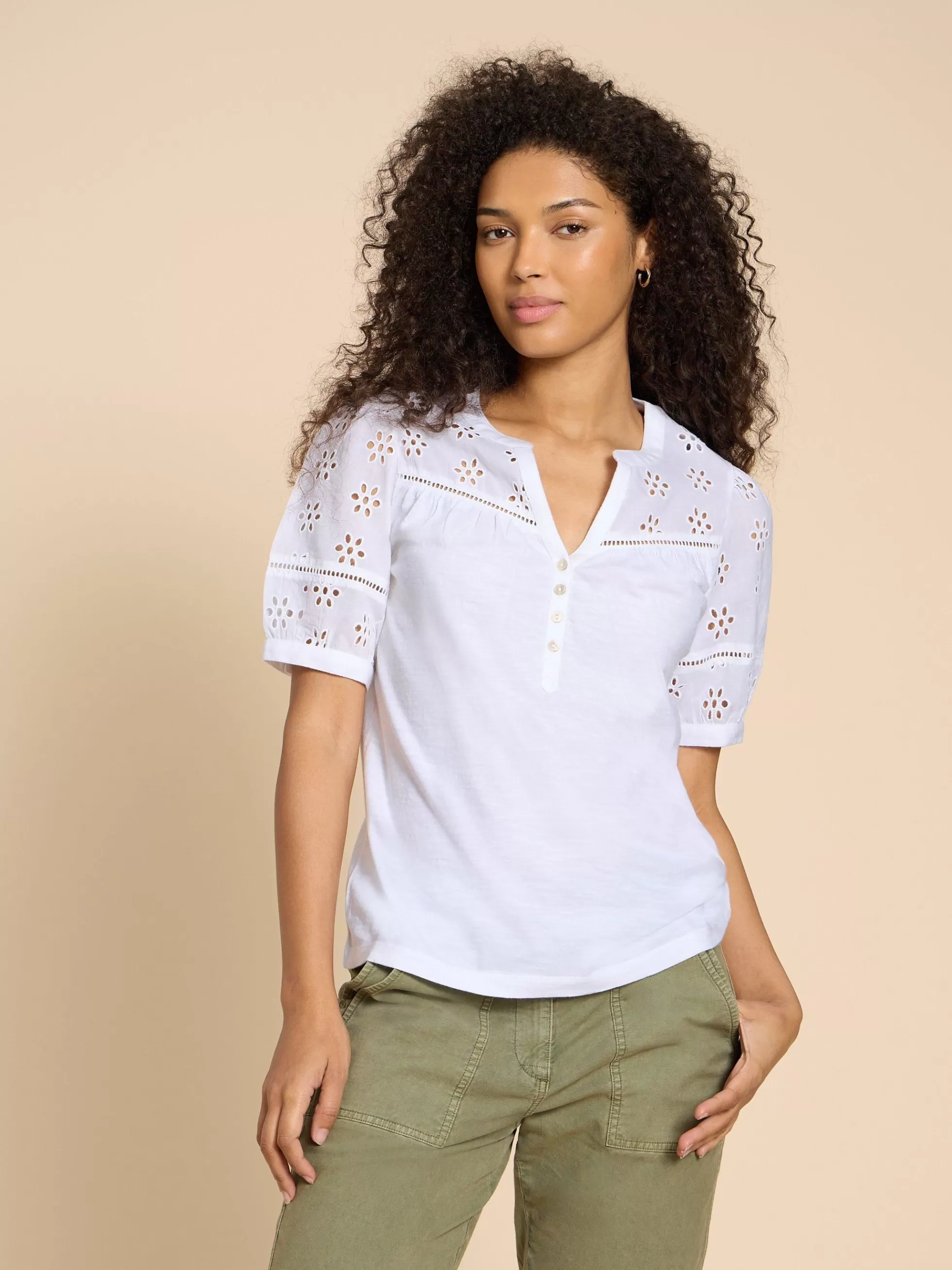 Sale Bella Broderie Mix Top Tops And Tees