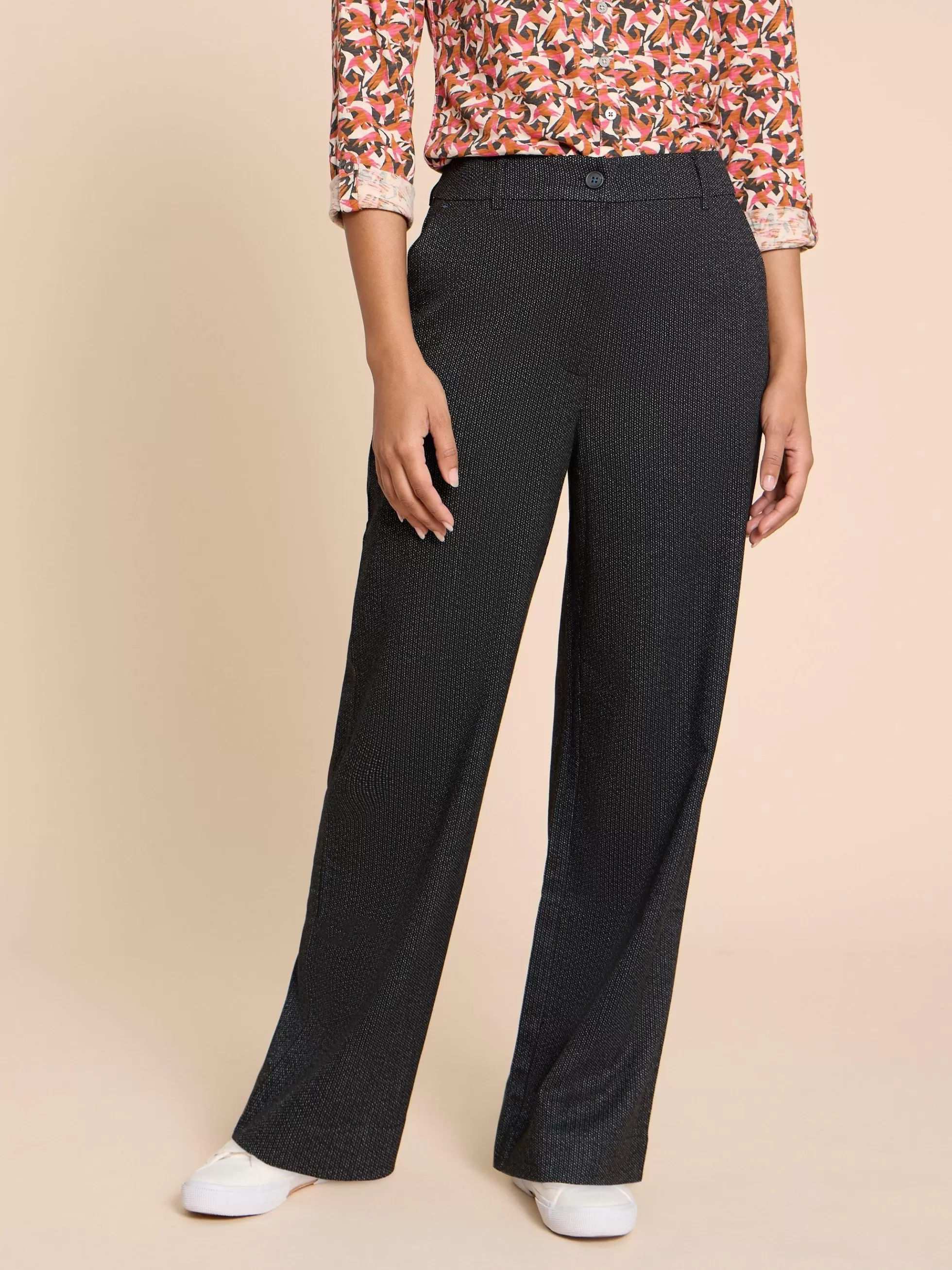 Outlet Belle Wide Leg Tweedy Trouser Trousers