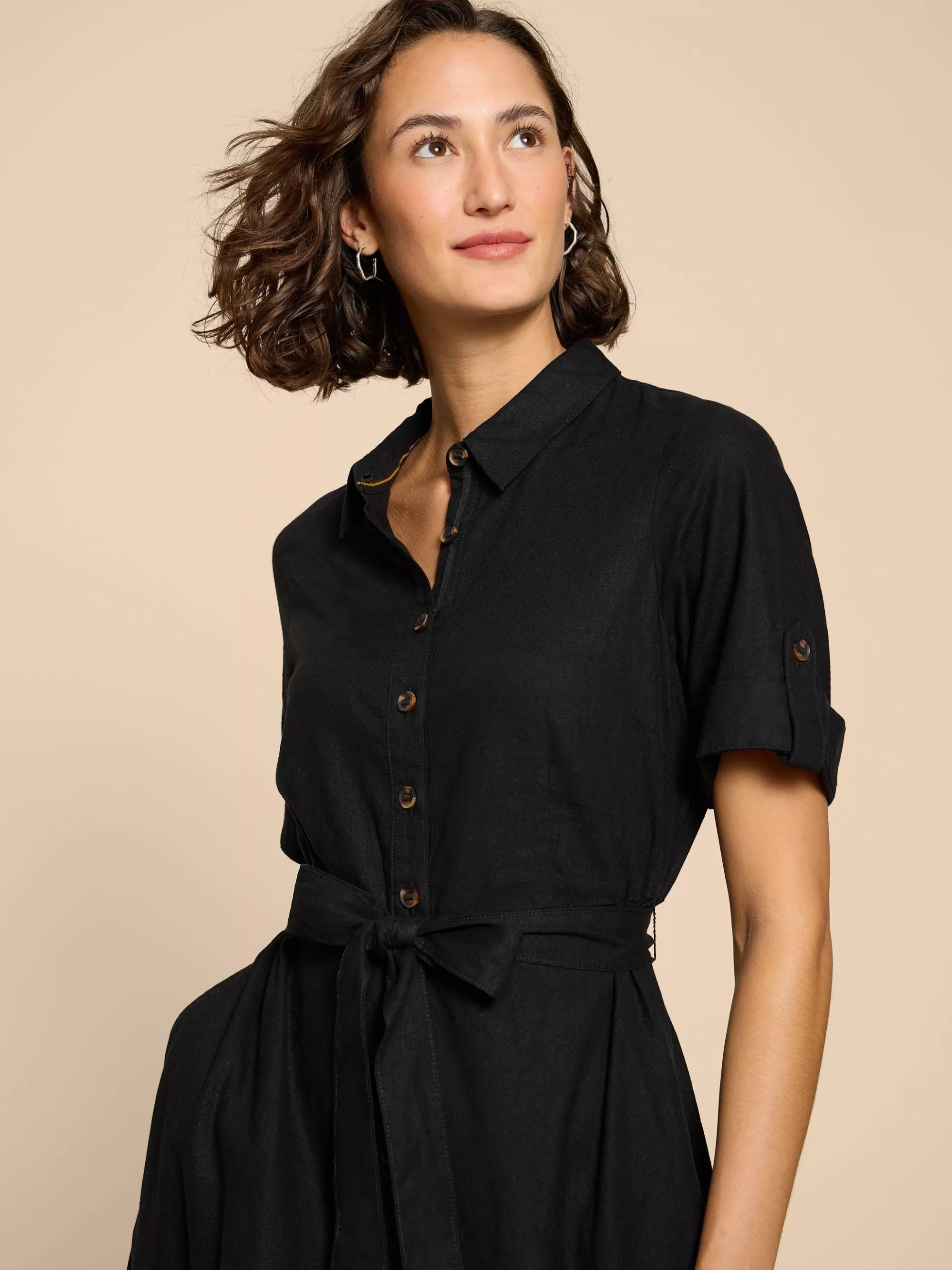 Store Beth Linen Blend Shirt Dress Dresses