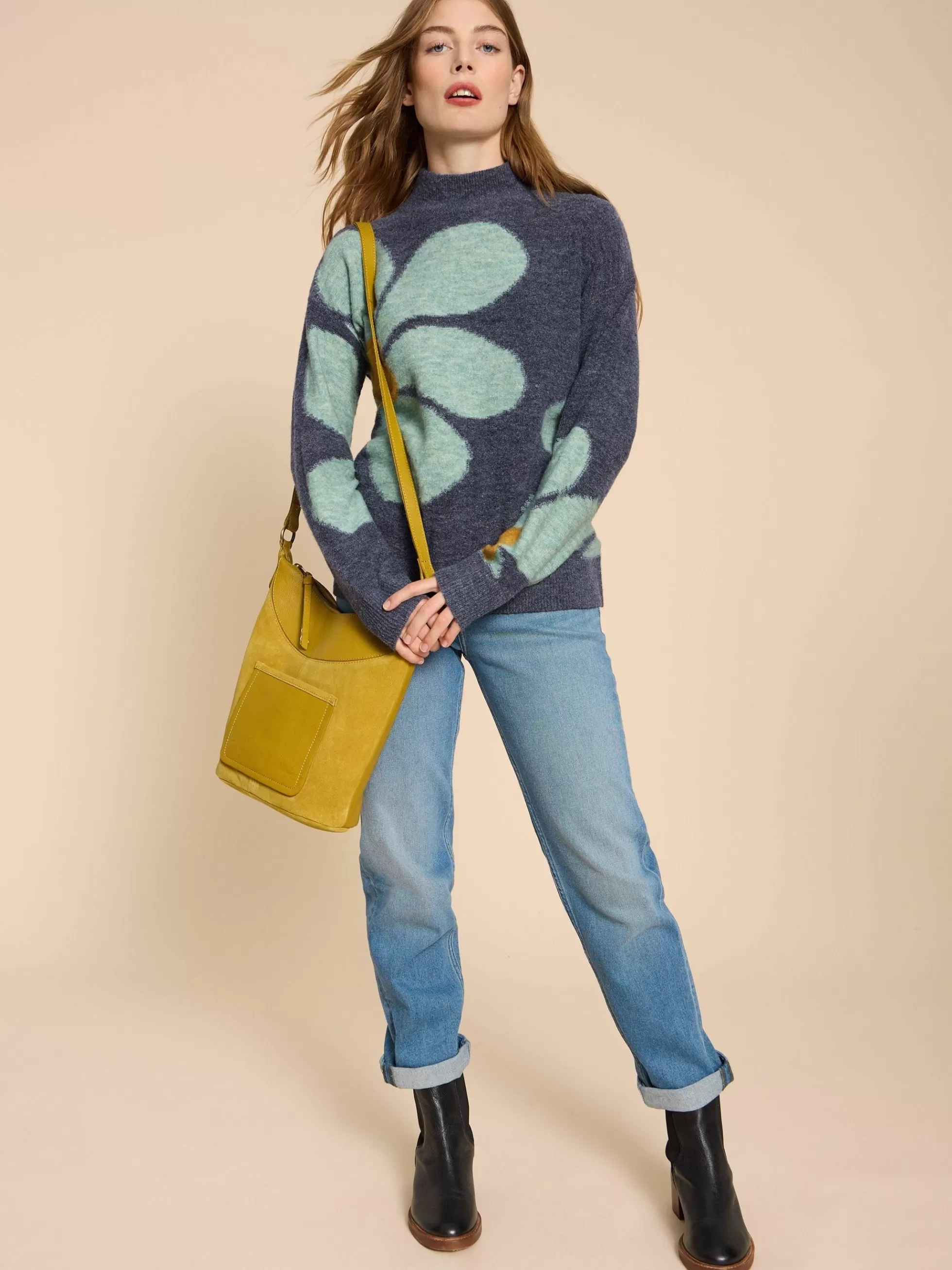 Clearance Celia High Neck Floral Jumper Jumpers And Cardigans