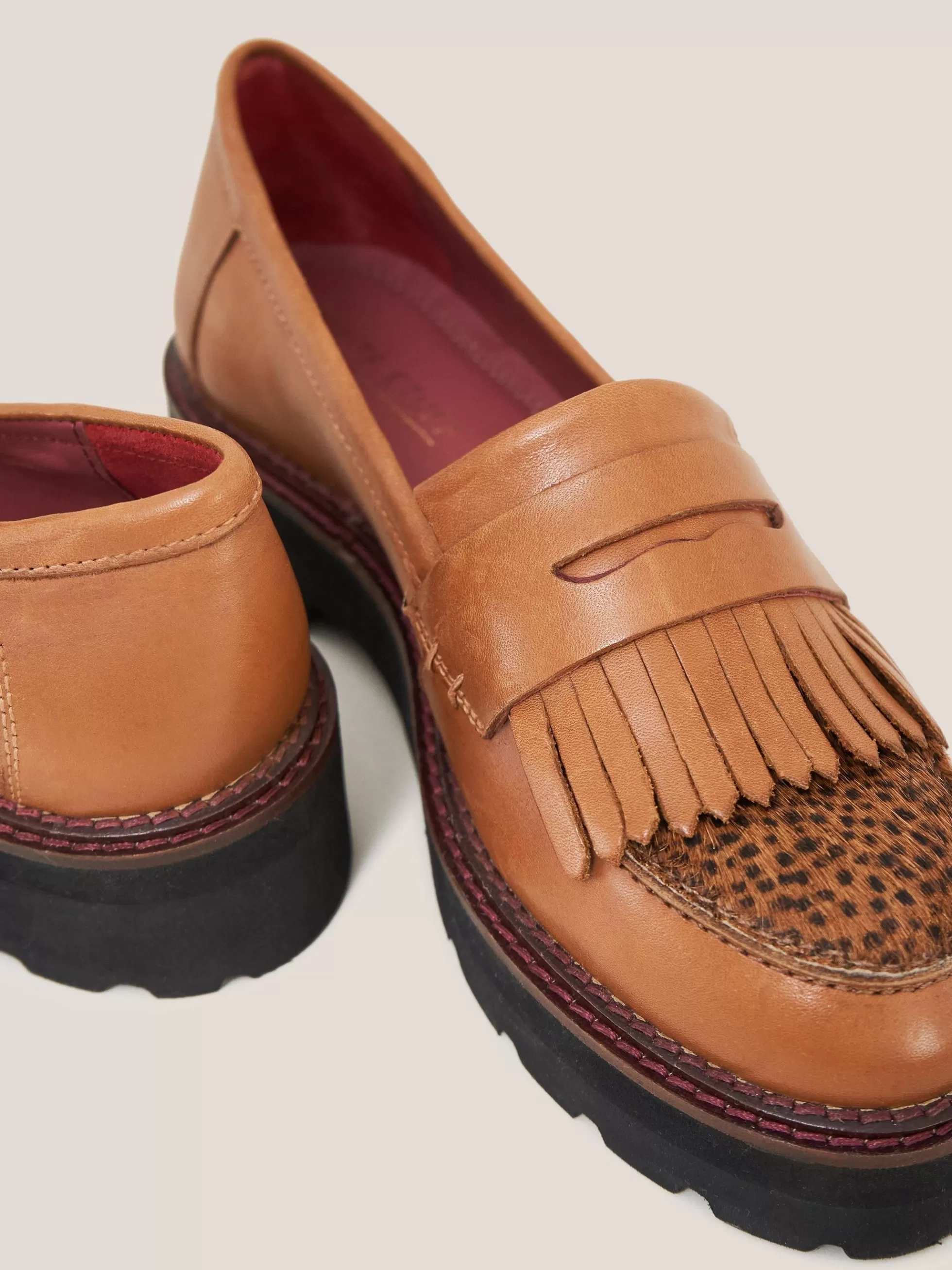 Clearance Elva Chunky Leather Loafer Shoes