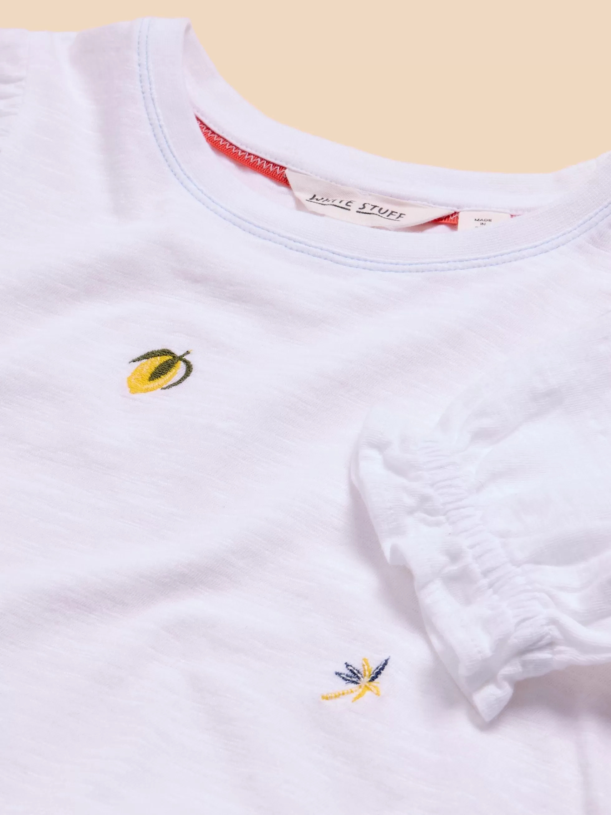 Discount Embroidered Lemon Tee Tops