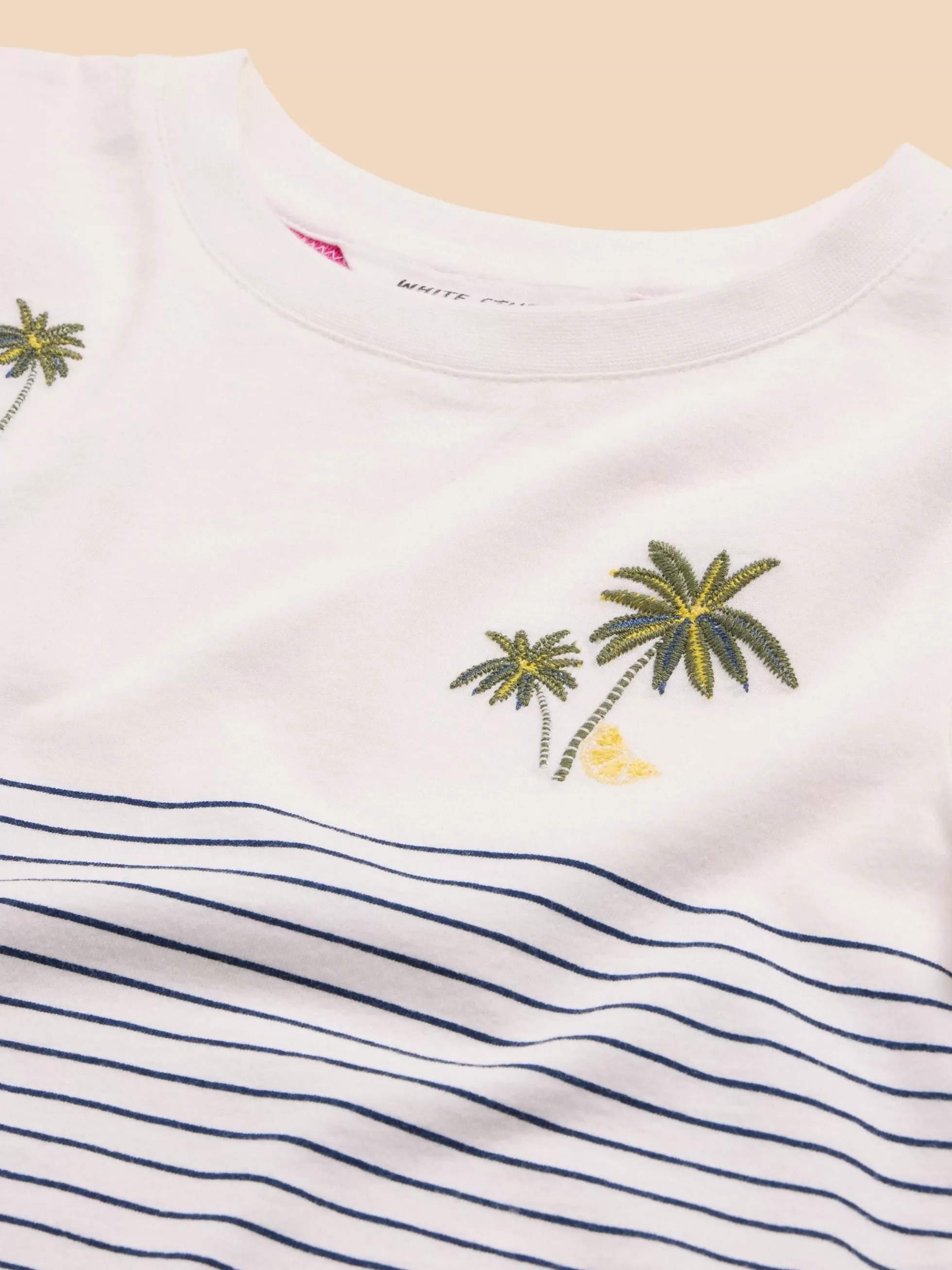 Cheap Embroidered Stripe Tee Tops