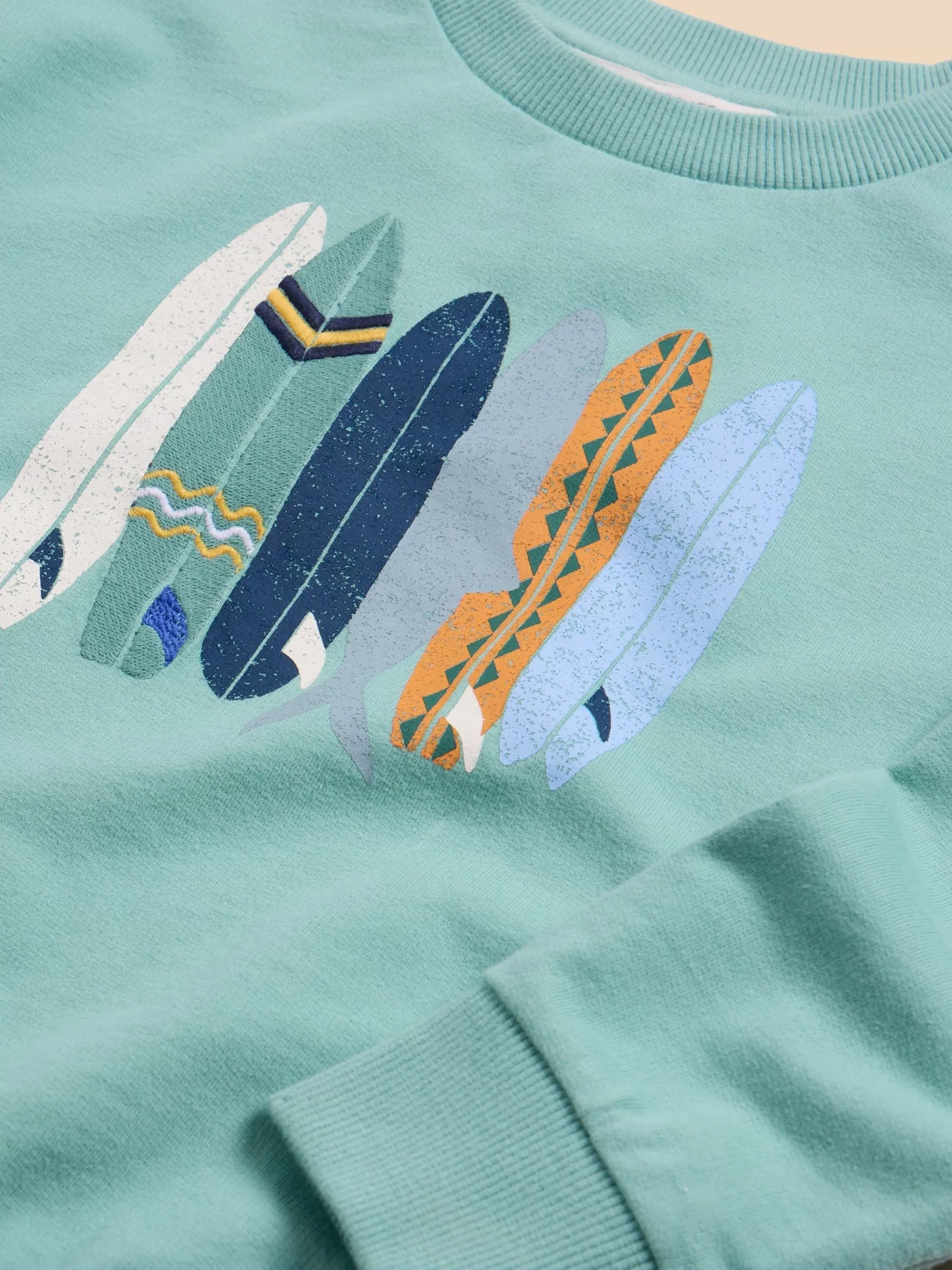 Flash Sale Fish Surfboard Graphic Sweat Tops