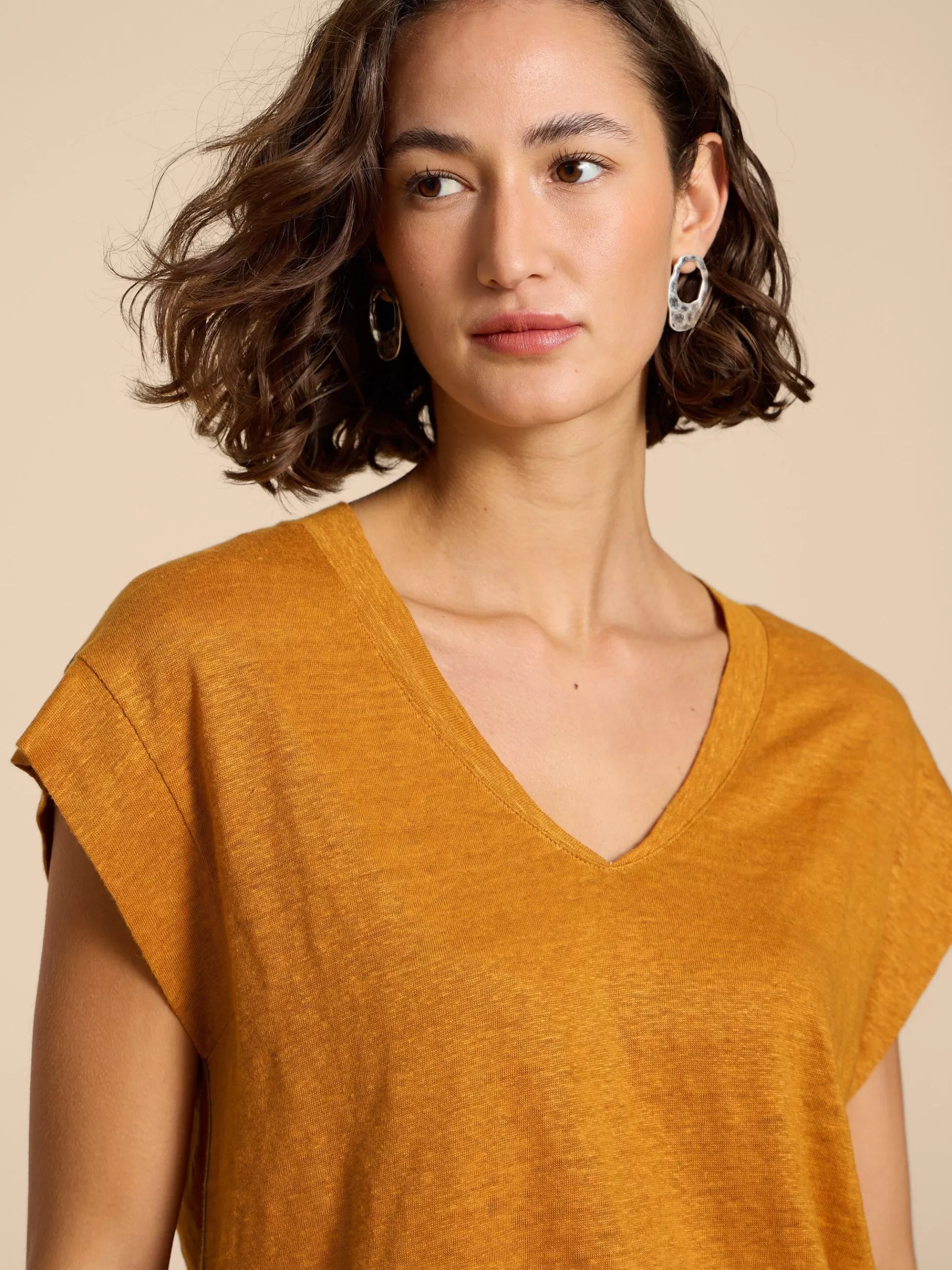 Flash Sale Ivy Linen V Neck Tee Tops And Tees