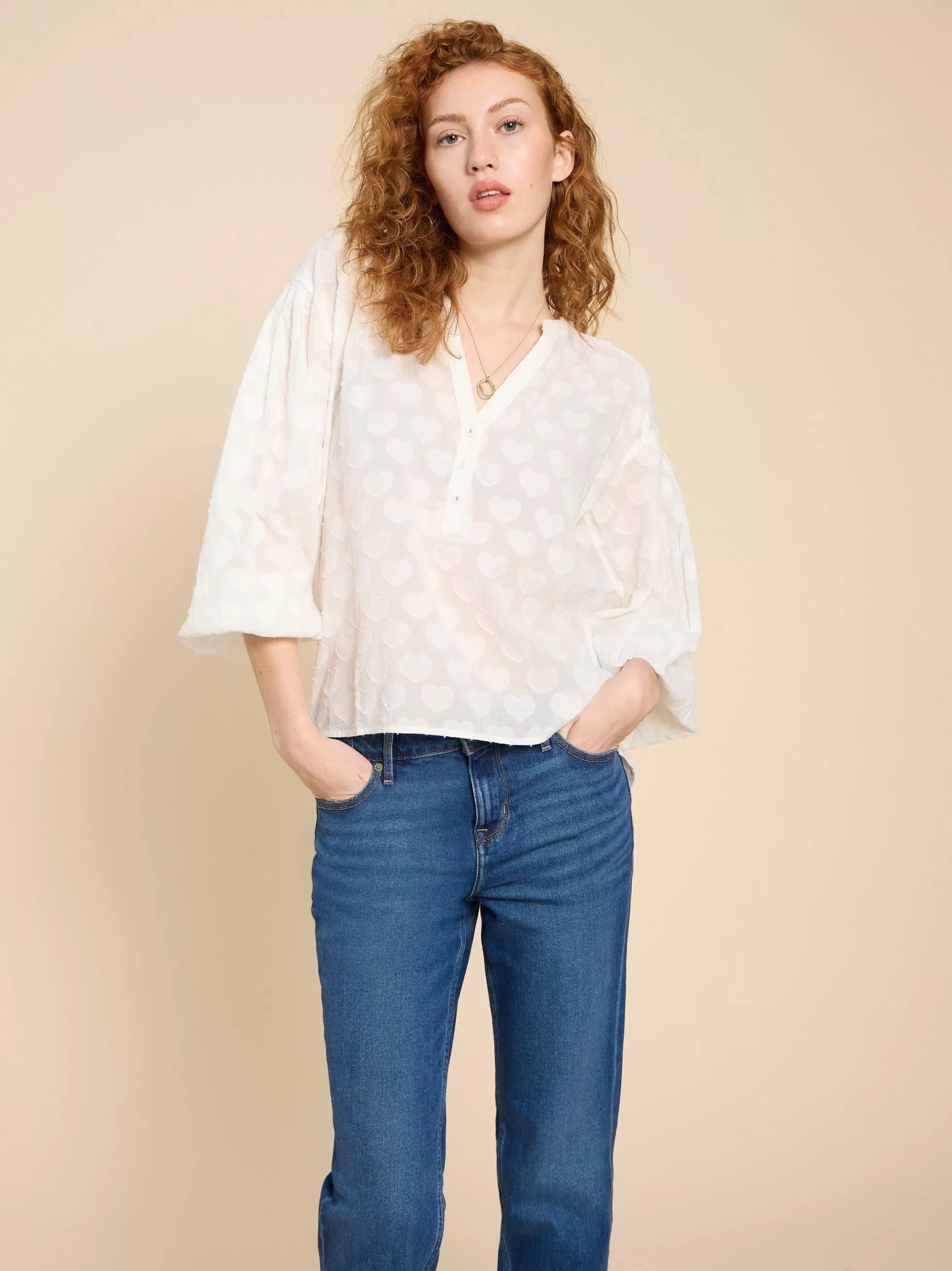 Clearance Josie Heart Jacquard Top Shirts And Blouses