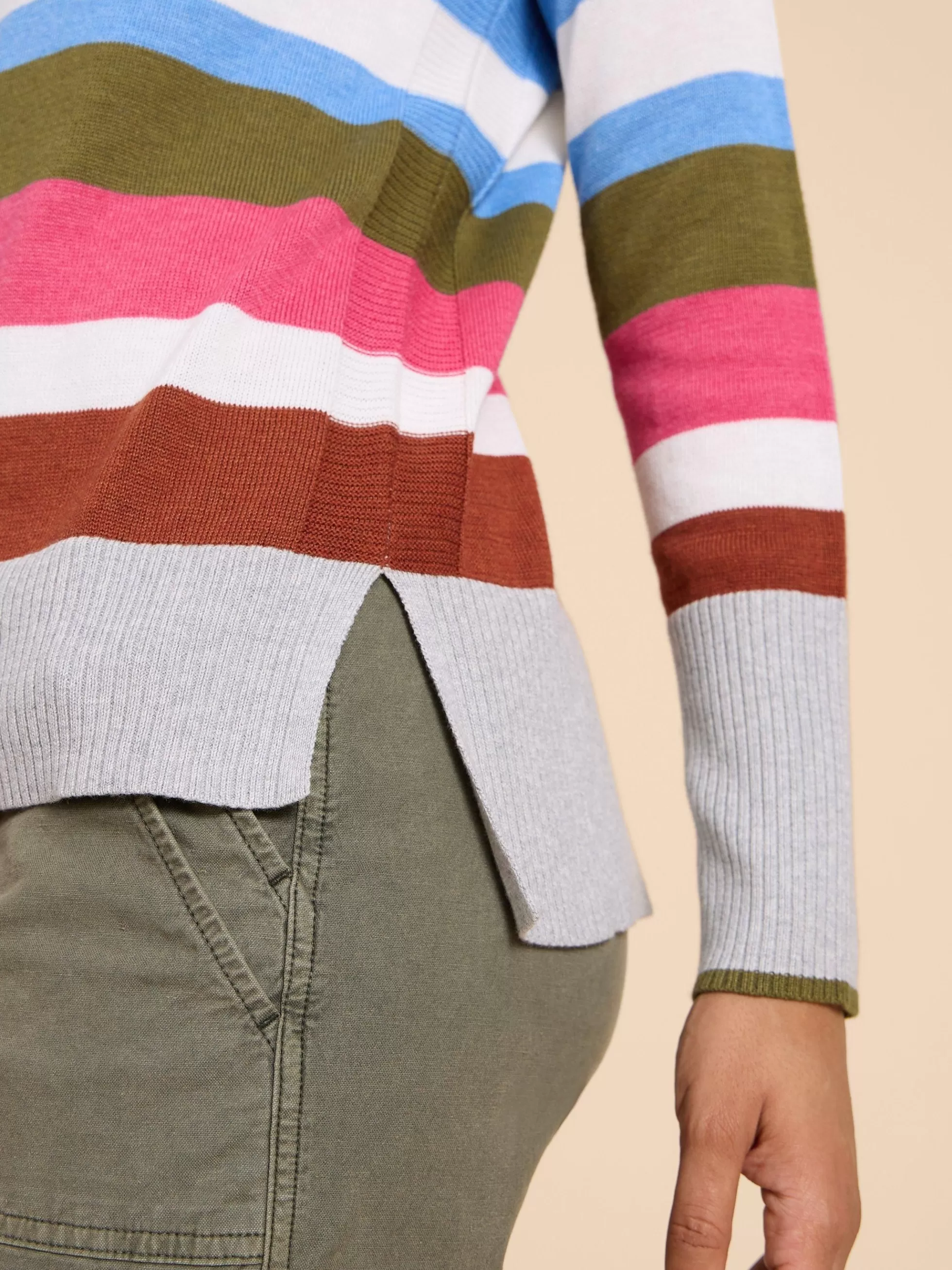 Sale Olive Stripe Knitted Jumper Jumpers And Cardigans