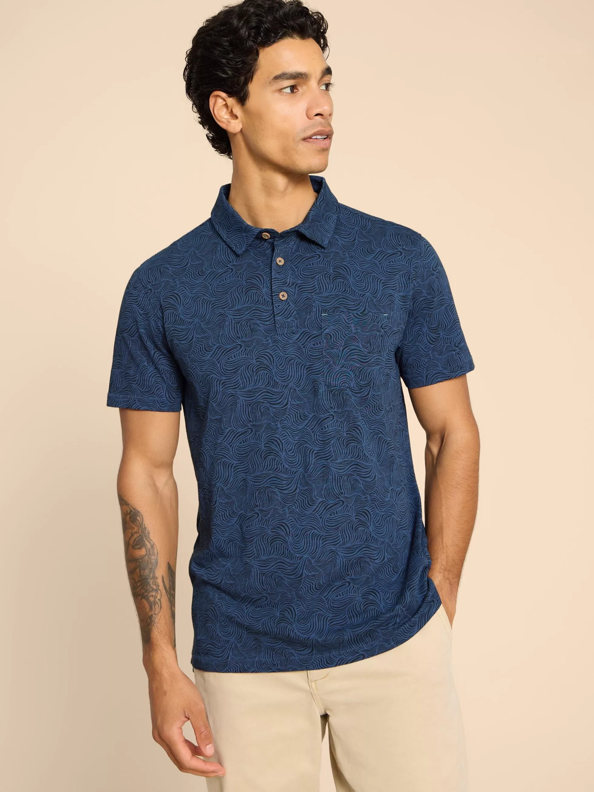 Cheap Waves Printed Polo Polo Shirts